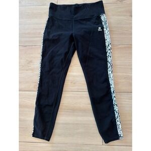 Juicy Couture Sport Womens Black Zebra Print Side Stripe Leggings Size L